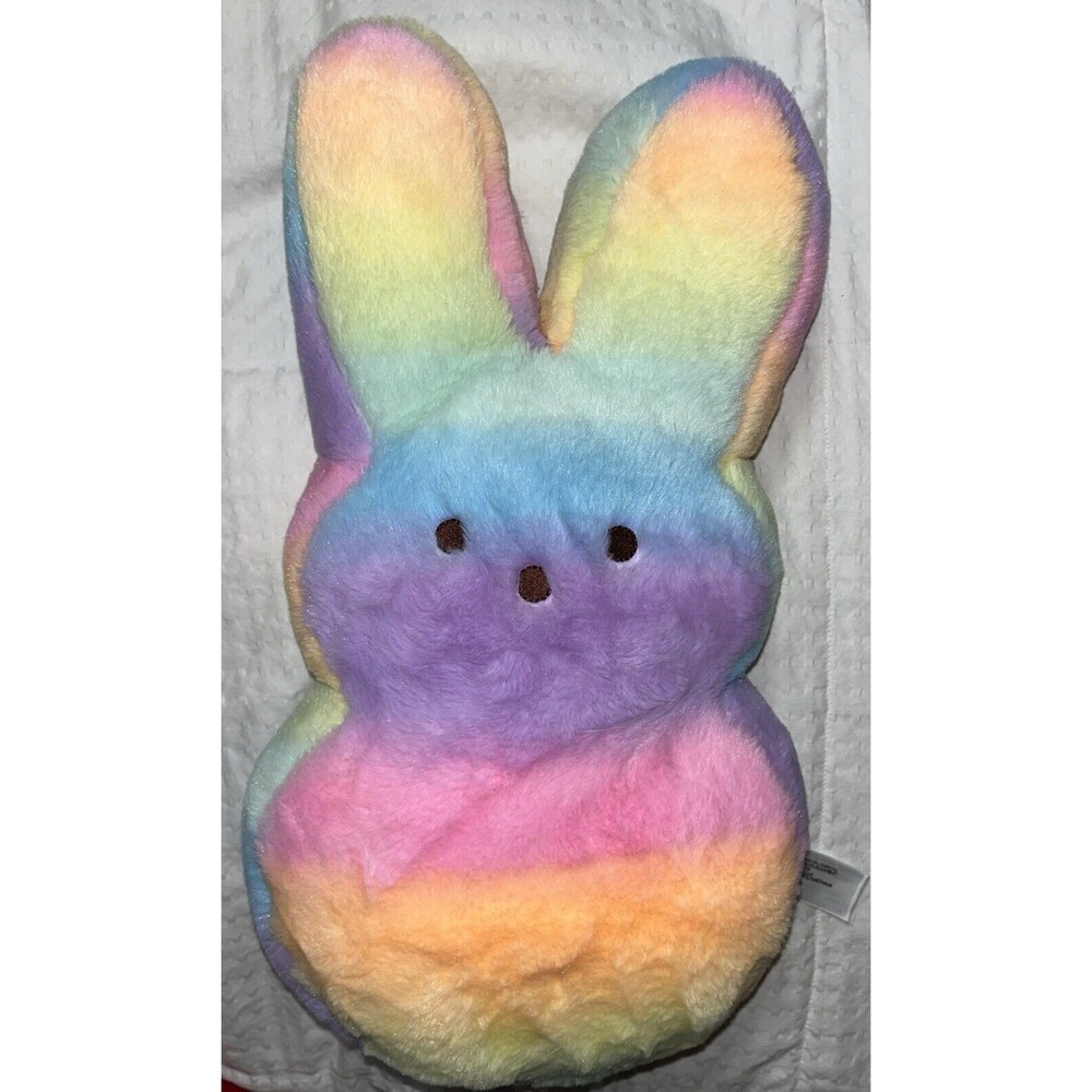Peeps Bunny Plush Animal Adventure Stuffed Animal Easter Ty dye Rainbow 18”